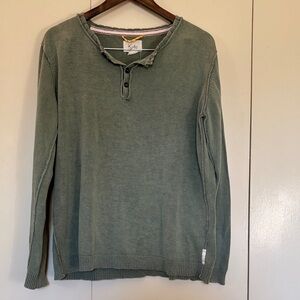 Koto Urban Outfitters Men’s Olive Pull Over 1/4 Button Sweater Weathered Size M